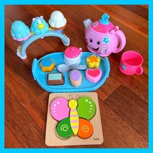 Toy Bundle - Butterfly Puzzle, Tea Set and Ice Cream Trio